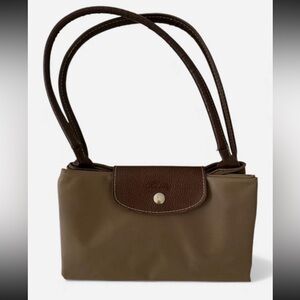 LONGCHAMP LE PLIAGE TYPE "M" MODELE DEPOSE BEIGE FOLD UP NYLON TOTE BAG